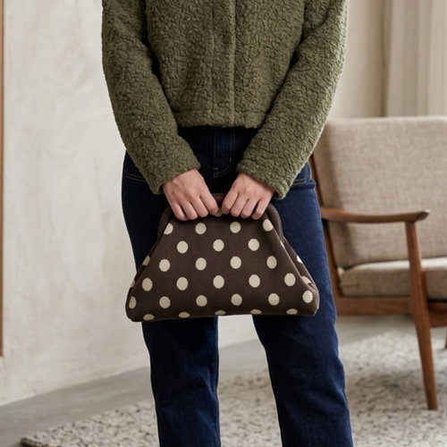 Monochrome Luxe Polka Handbag