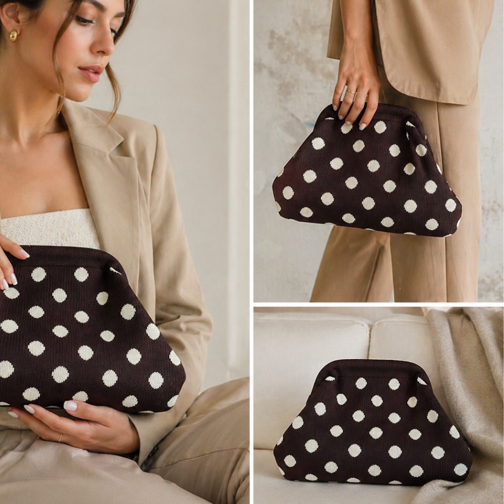 Monochrome Luxe Polka Handbag