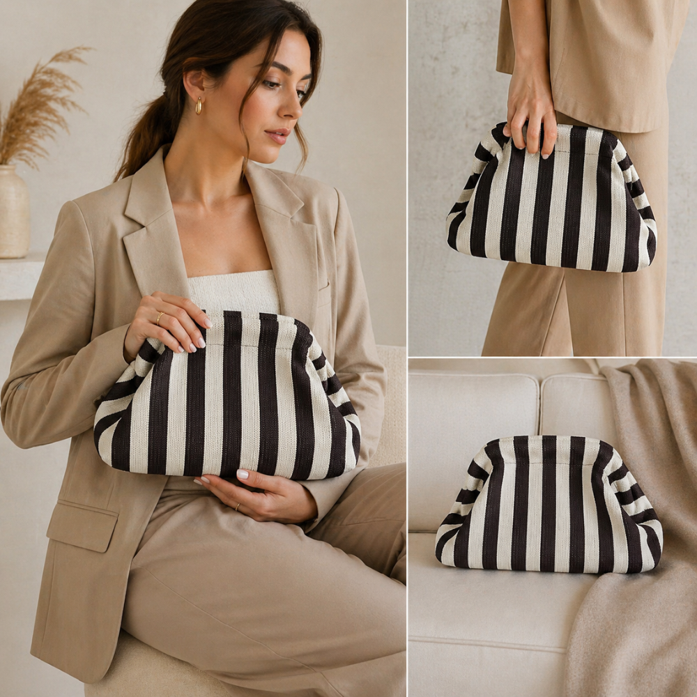 Noir Stripe Atelier Handbag