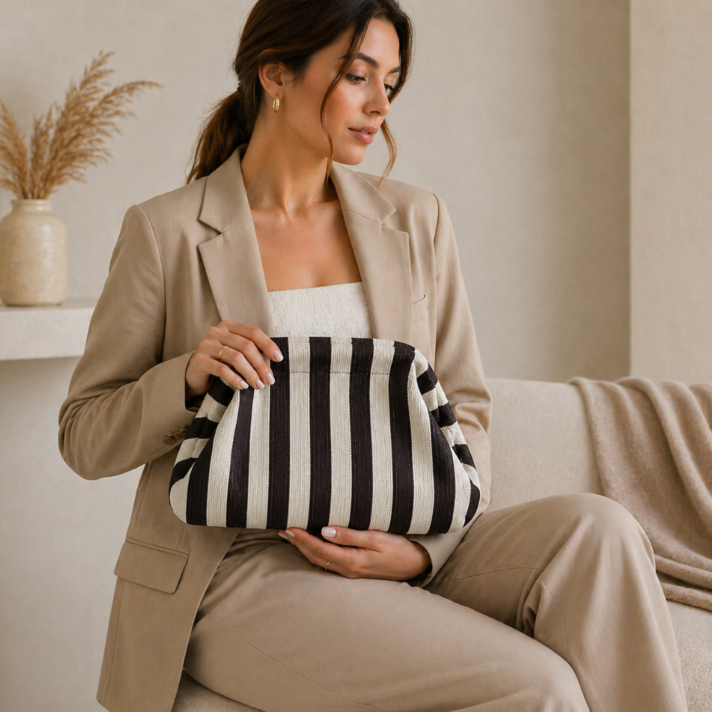 Noir Stripe Atelier Handbag