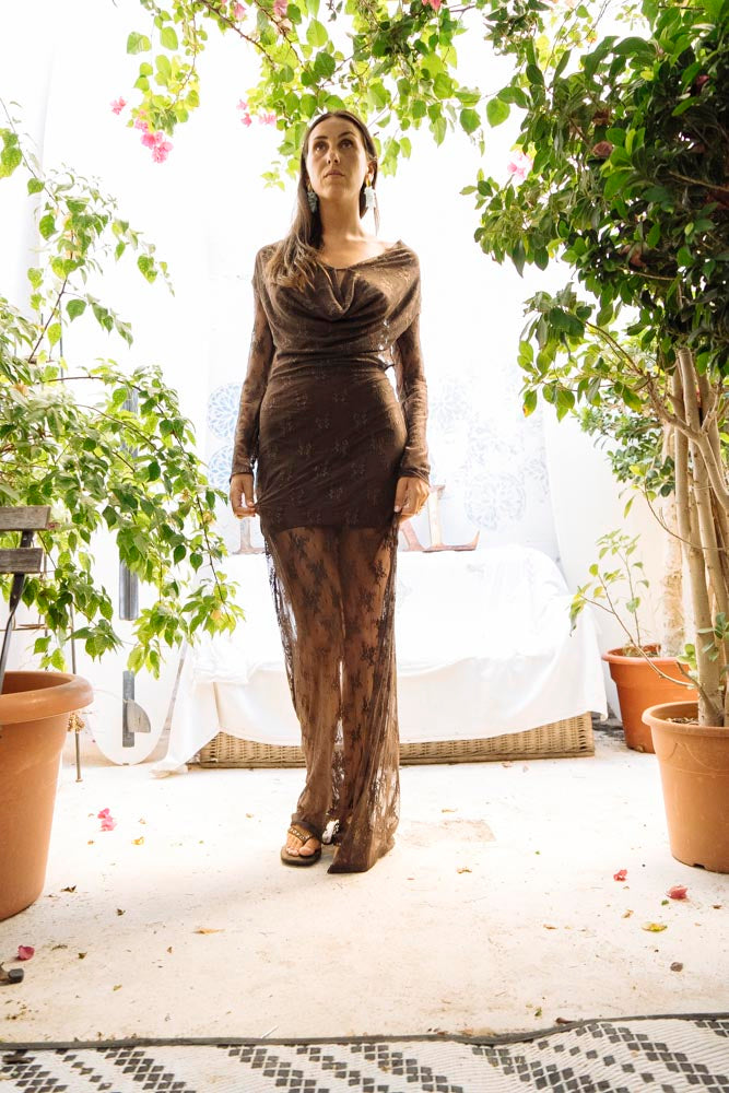 Praga - A Semi-Sheer Lace Dress that Delicately Hugs the Silhouette