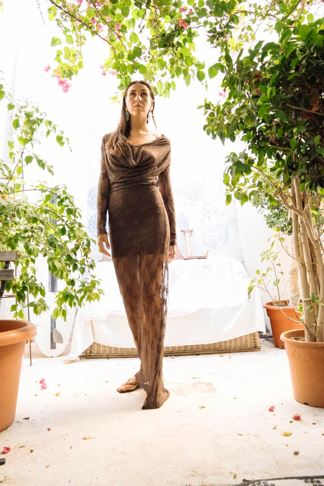 Praga - A Semi-Sheer Lace Dress that Delicately Hugs the Silhouette